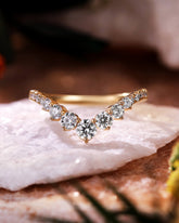 NORA Round Cut Moissanite Curved Bridal Band Stackable Ring